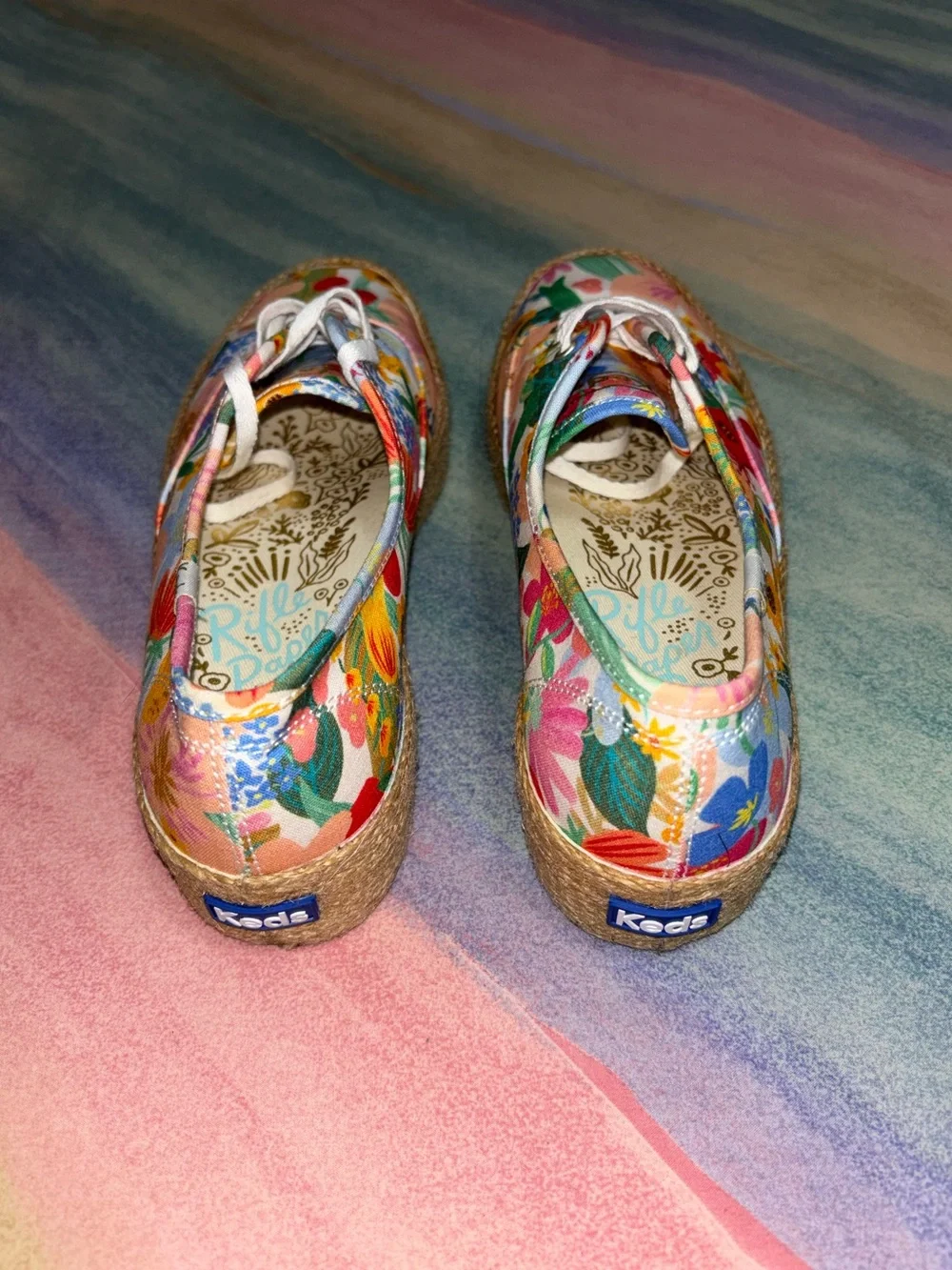 Women x Rifle Paper Co Triple Kick Jute Margaux Platform Casual Sneakers 8.5